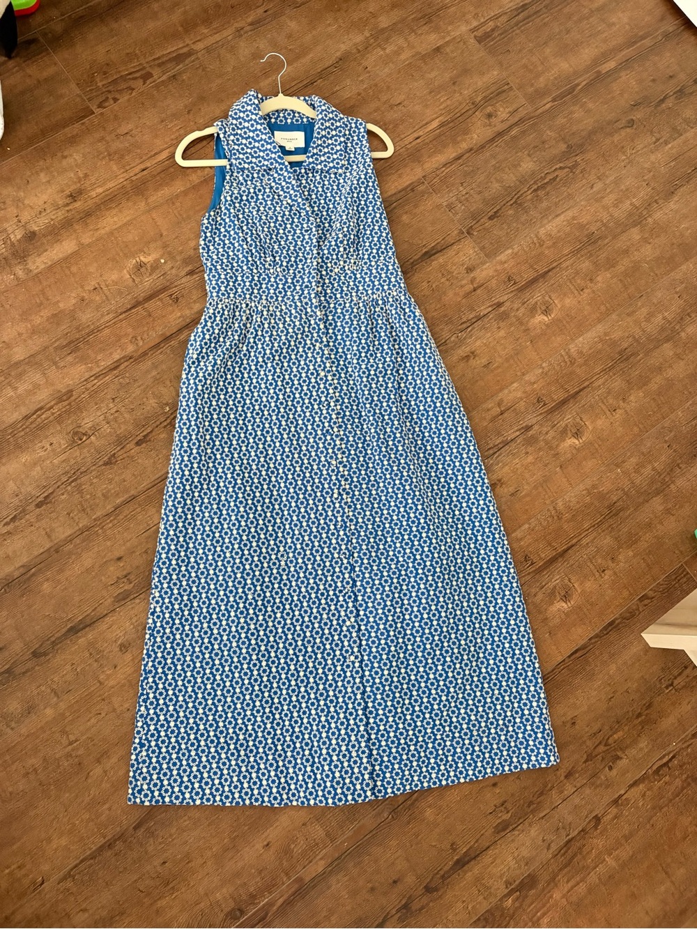 Pomander Place Blue Geometric Sleeveless Dress
